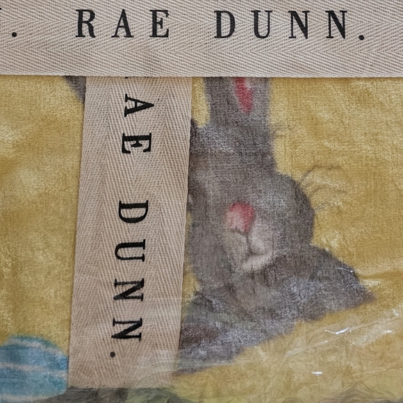 Rae Dunn Yellow Plush Blanket with Bunny Design BNWT - Picture 1 of 3